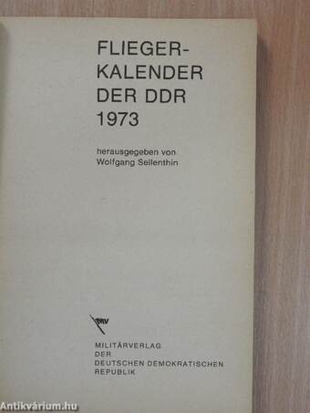 Fliegerkalender der DDR 1973