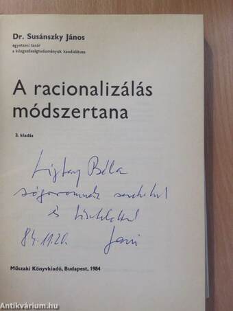 A racionalizálás módszertana (dedikált példány)