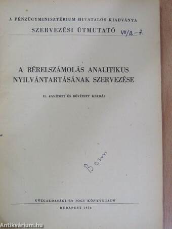 A bérelszámolás analitikus nyilvántartásának szervezése