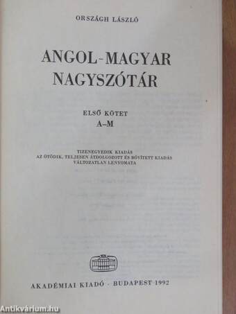 Angol-magyar nagyszótár 1-2.