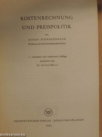 Kostenrechnung und Preispolitik