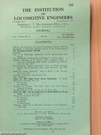 The Institution of Locomotive Engineers 1967-68