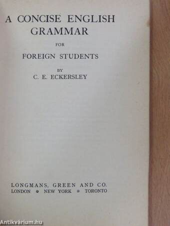 A Concise English Grammar for Foreign Students