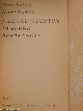 Jude und Judentum im Werke Rembrandts