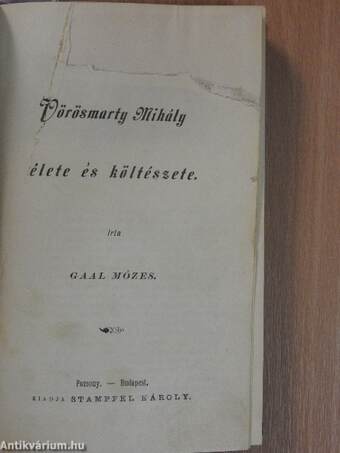 Vörösmarty Mihály élete és költészete/Kemény Zsigmond báró élete és irói működése/Katona József élete és költészete/Madách Imre élete és költészete/Jósika Miklós élete és irói működése/Eötvös József báró élete és költészete