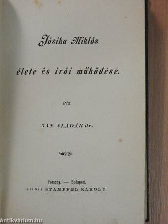 Vörösmarty Mihály élete és költészete/Kemény Zsigmond báró élete és irói működése/Katona József élete és költészete/Madách Imre élete és költészete/Jósika Miklós élete és irói működése/Eötvös József báró élete és költészete