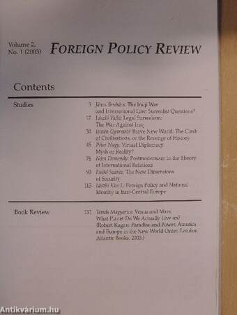 Foreign Policy Review 1/2003.