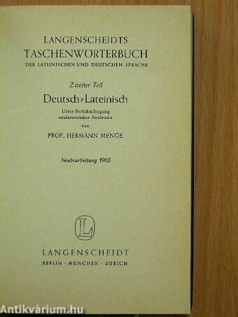 Langenscheidts Taschenwörterbuch der lateinischen und deutschen Sprache