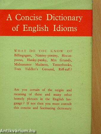 A Concise Dictionary of English Idioms