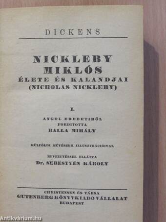 Nickleby Miklós élete és kalandjai I-V.