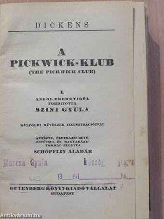 A Pickwick-Klub I-IV.