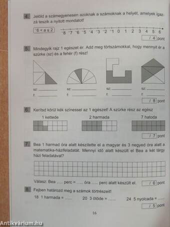 Felmérő feladatlapok - Matematika 3. osztály