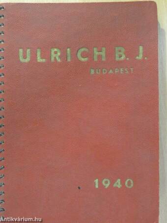 Ulrich B. J. cső-árjegyzék Budapest, 1940