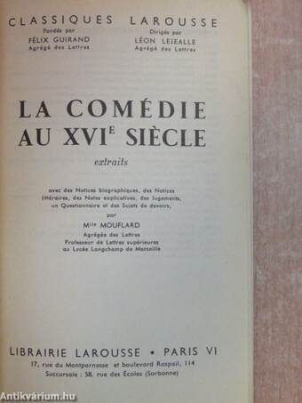 La Comédie au XVIe Siécle