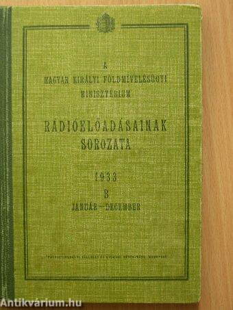 A Magyar Királyi Földmívelésügyi Minisztérium rádióelőadásainak sorozata 1933. január-december