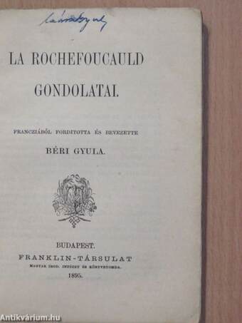 La Rochefoucauld gondolatai