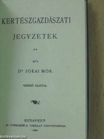 Kertészgazdászati jegyzetek (minikönyv) (számozott)