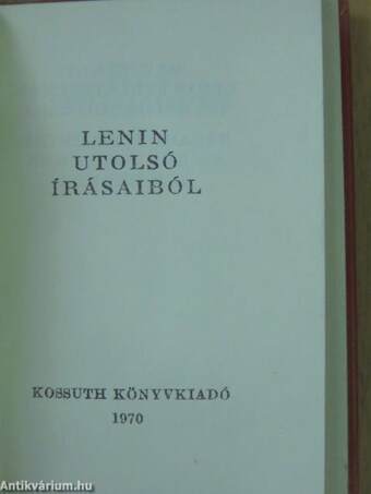 Lenin utolsó írásaiból (minikönyv) - Plakettel