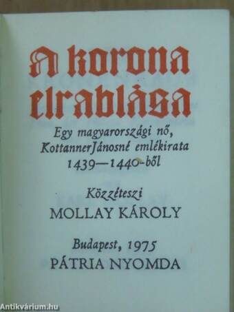 A korona elrablása (minikönyv) (számozott) - Plakettel