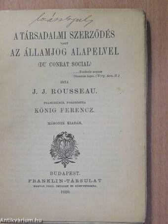 A társadalmi szerződés vagy az államjog alapelvei