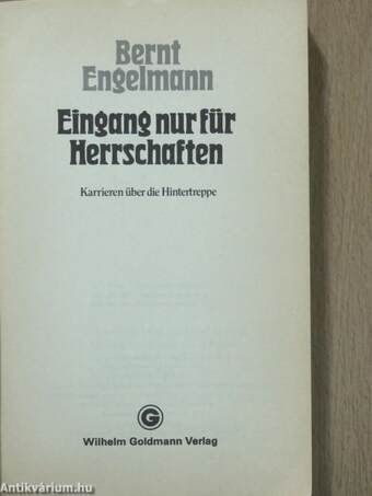 Eingang nur für Herrschaften