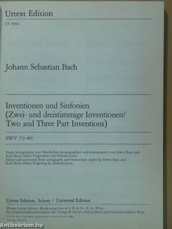 Inventionen und Sinfonien (Zwei- und dreistimmige Inventionen/Two and Three Part Inventions)