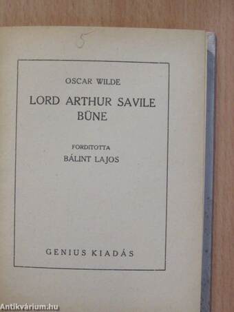 Lord Arthur Savile büne/A cantervillei kisértet