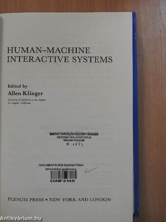 Human-Machine Interactive Systems