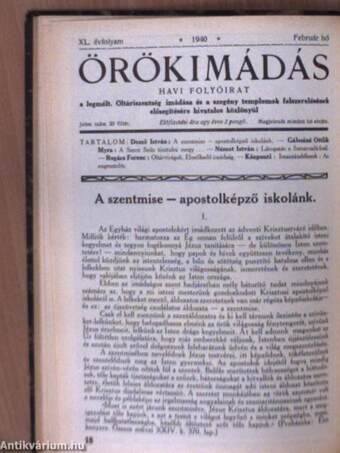 Örökimádás 1939-1940. (nem teljes évfolyamok)