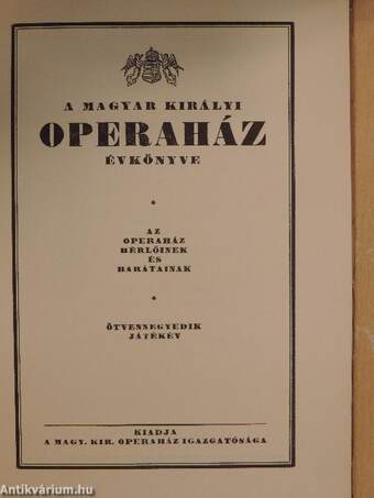 A Magyar Királyi Operaház évkönyve 1937-1938