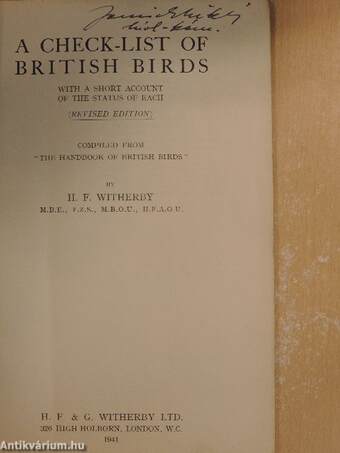 A Check-List of British Birds