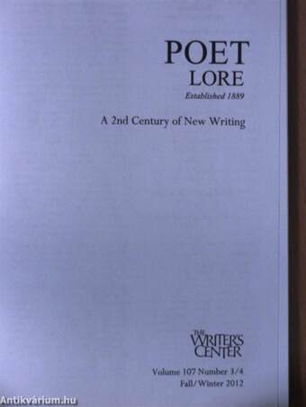 Poet Lore Fall/Winter 2012