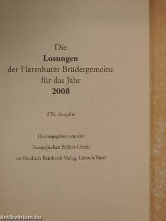 Die Losungen der Herrnhuter Brüdergemeine für das Jahr 2008