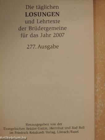 Die täglichen Losungen und Lehrtexte der Brüdergemeine für das Jahr 2007