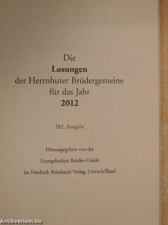 Die Losungen der Herrnhuter Brüdergemeine für das Jahr 2012