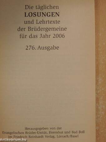 Die täglichen Losungen und Lehrtexte der Brüdergemeine für das Jahr 2006