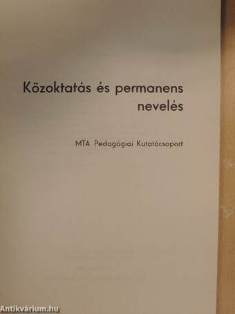 Közoktatás és permanens nevelés