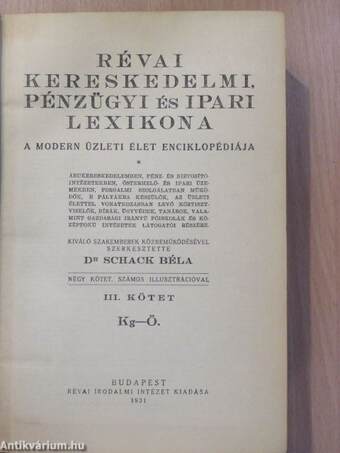 Révai Kereskedelmi, Pénzügyi és Ipari Lexikona III. (töredék)