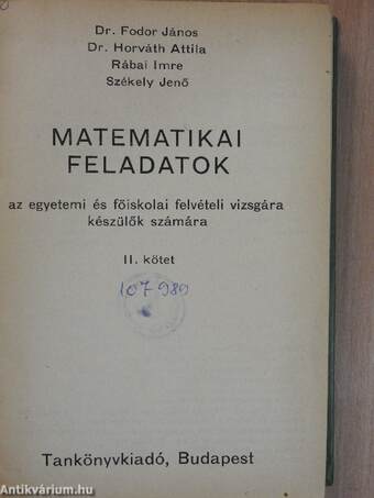 Matematikai feladatok II. (töredék)