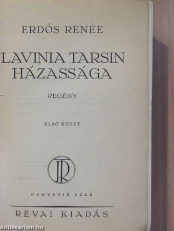 Lavinia Tarsin házassága I-II. (aláírt példány)