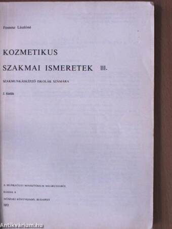 Kozmetikus szakmai ismeretek III.