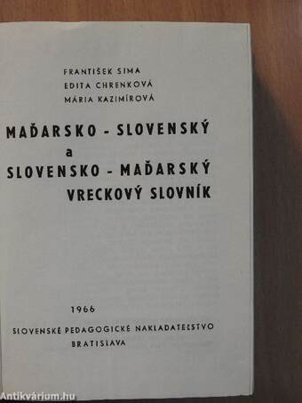 Madarsko-slovensky a slovensko-madarsky vreckovy slovník