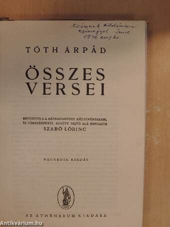 Tóth Árpád összes versei