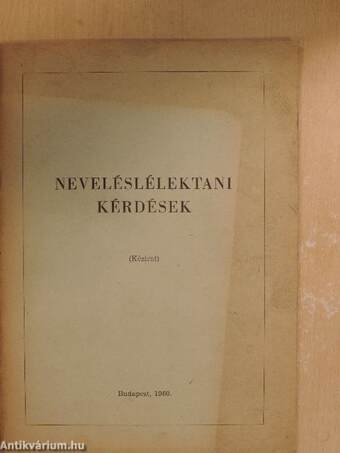 Neveléslélektani kérdések