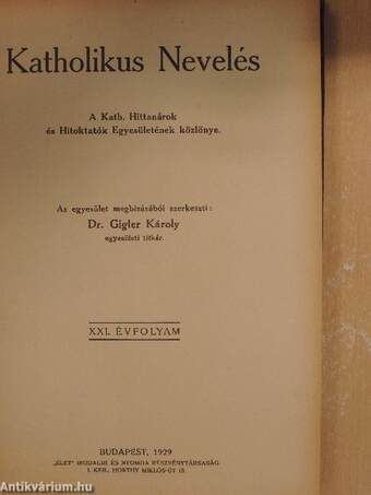 Katholikus Nevelés 1929. január-december