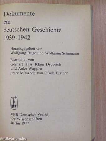 Dokumente zur deutschen Geschichte 1939-1942