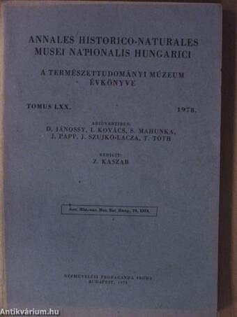 Annales Historico-Naturales Musei Nationalis Hungarici 1978