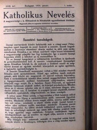 Katholikus Nevelés 1925-1926. január-december