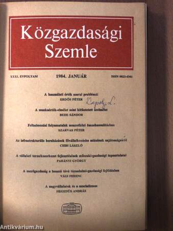 Közgazdasági Szemle 1984. január-december I-II.