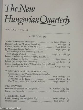 The New Hungarian Quarterly Autumn 1989.